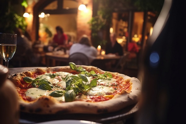 Cena in una pizzeria.